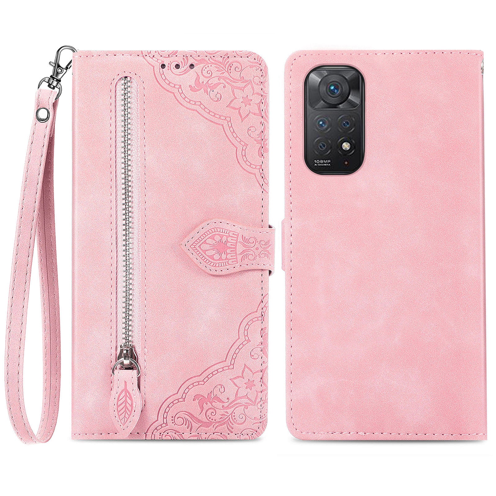 For Xiaomi Redmi Note 12 Pro 4G 11 Pro 4G (MediaTek) Note 11 Pro 5G (Qualcomm) Flower Imprinted Pattern PU Leather Zipper Pocket Phone Case with Wallet Stand For Xiaomi Redmi Note 12 Pro 4G 11 Pro 4G (MediaTek) Note 11 Pro 5G (Qualcomm) Flower Imprinted Pattern PU Leather Zipper Pocket Phone Case with Wallet Stand